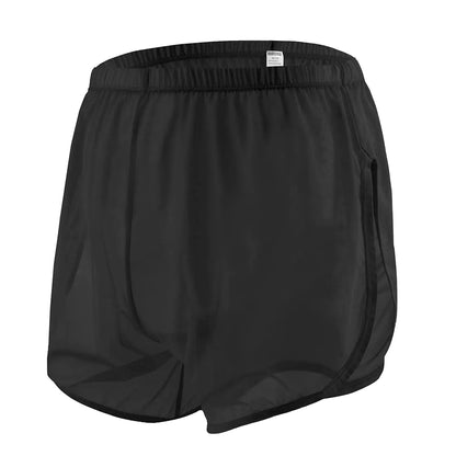 ZONBAILON Sheer Mesh Men's Shorts with High Splits - Black 2XL
