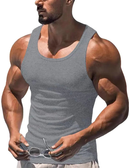 FLLSGT Mens Athletic Workout Tank Tops Sleeveless Muscle Shirts Heather Quick Dry Training Gym Activewear (Flower Grey XX-Large)