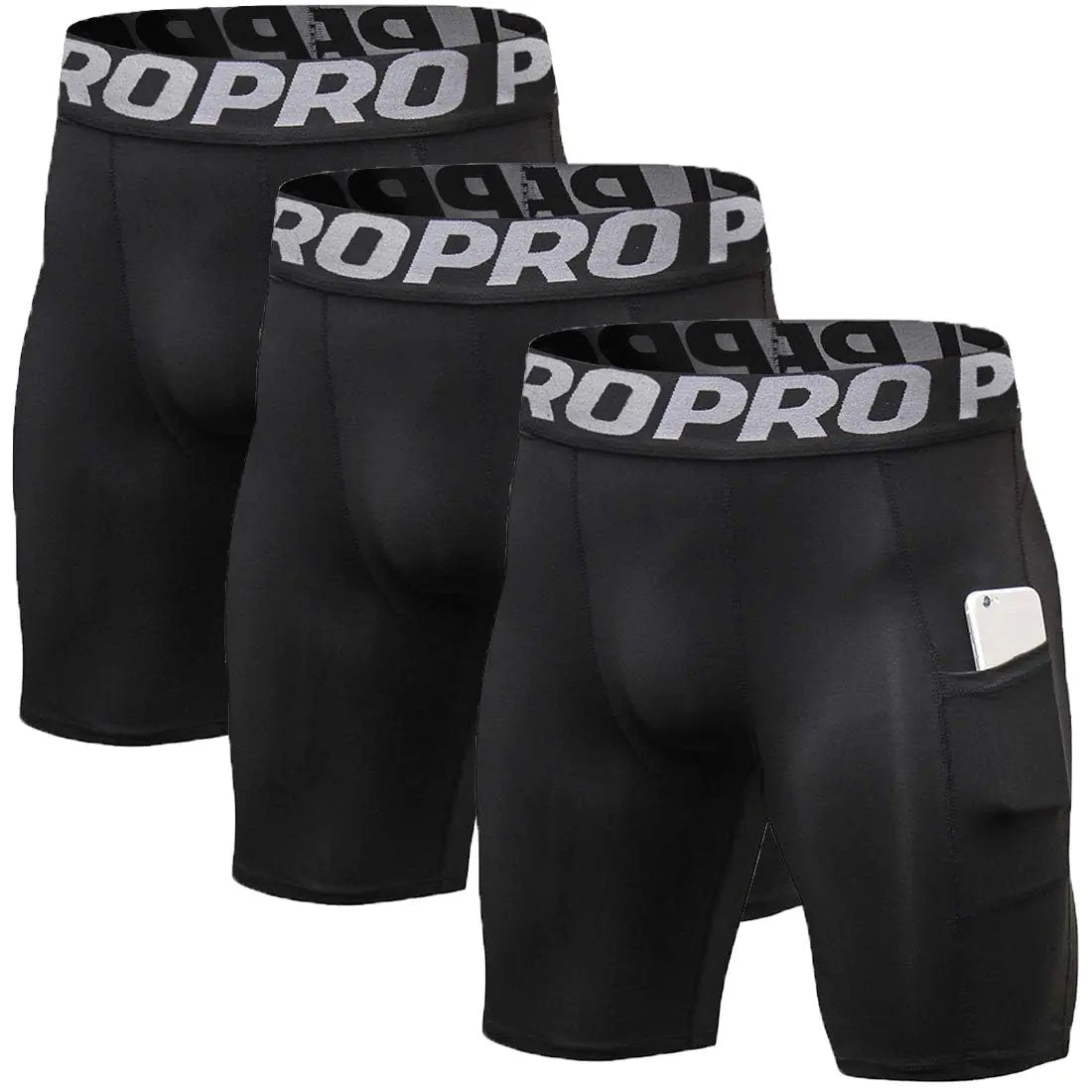 LNFINTDO Mens Compression Running Shorts with Phone Pocket Athletic Spandex Sport Shorts Cool Dry Workout Baselayer Underwear