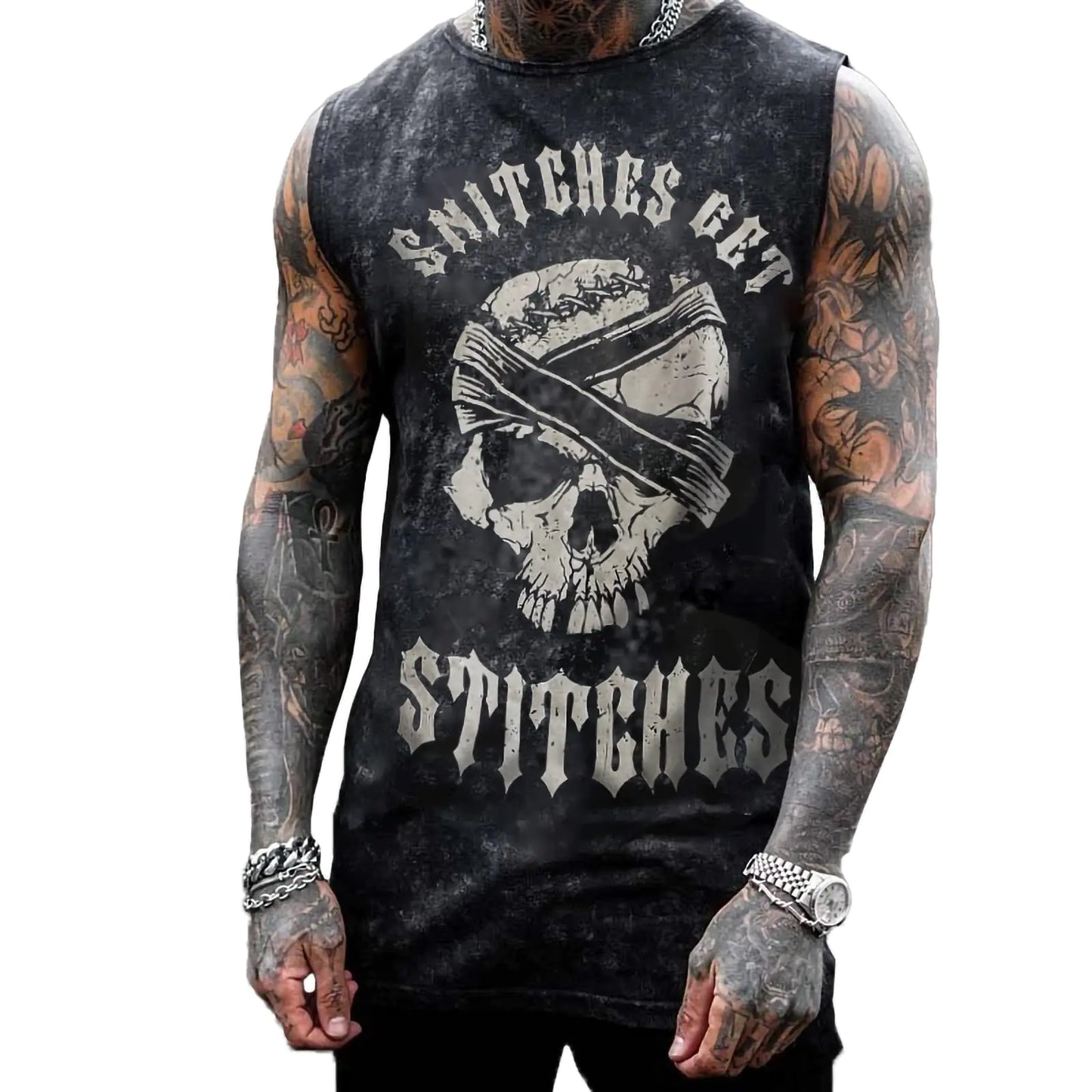 DRUGS ARE BAD Mens Skull 3D Graphic Print Shirts Tank Tops Gym Workout Crew Neck Sleeveless Casual Shirts Tops Medium