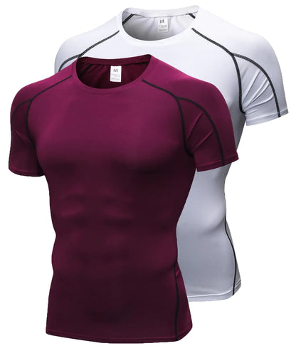 Mens Compression Shirts 1/2 Pack Workout Tops Short Sleeve Athletic Base Layer T-Shirts Sports Gear for Gym