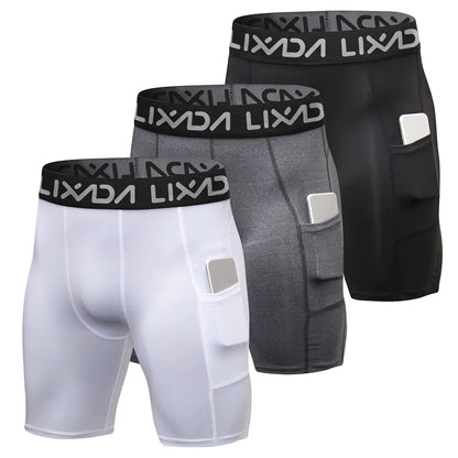 LIXADA 3-Pack Men's Performance Compression Shorts