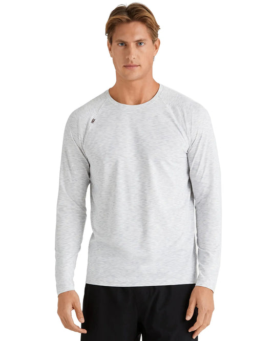 Rhone Reign Elite Men's Workout Shirt - Long Sleeve, Moisture-Wicking, UPF 50+ (Gray Small)