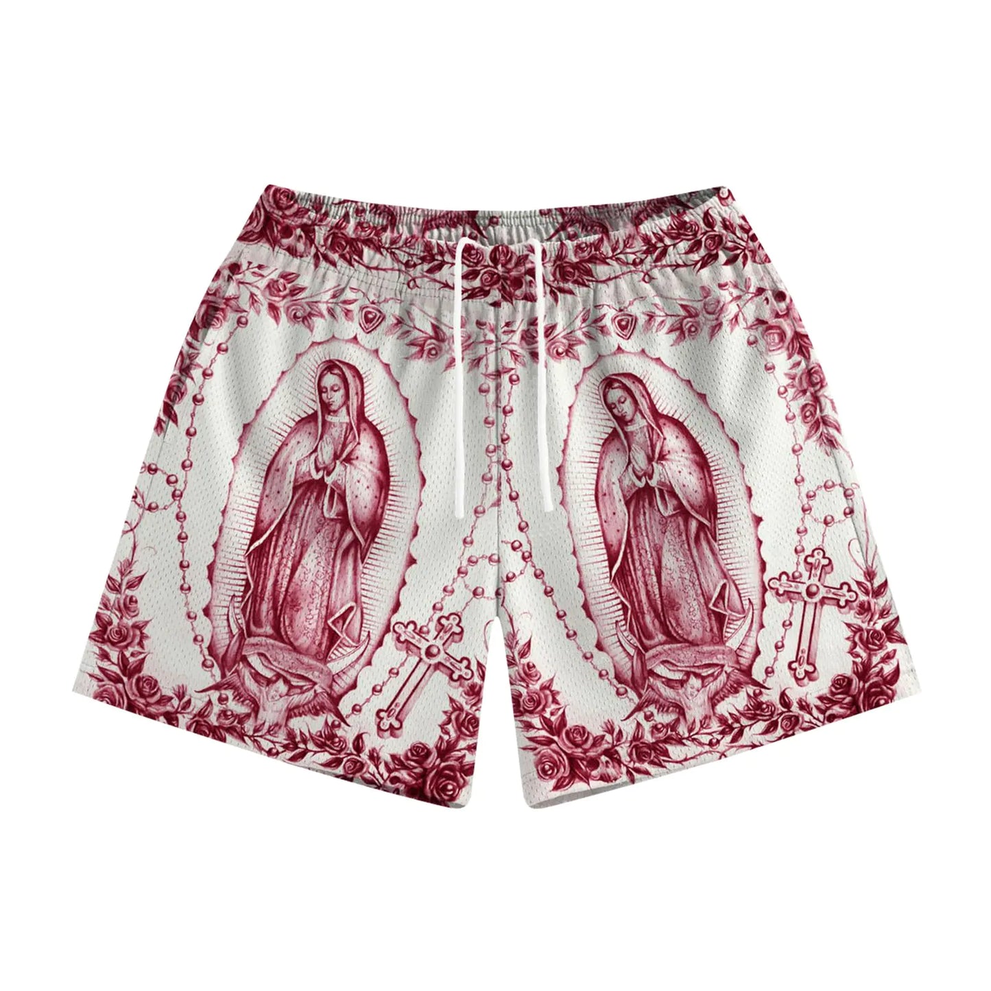 Men's Red Graphic Drawstring Shorts