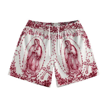Men's Red Graphic Drawstring Shorts