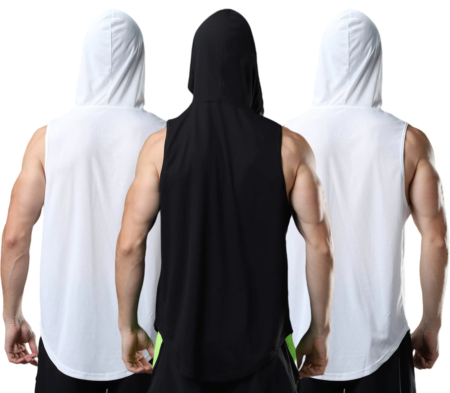 FlexFit Men's Hooded Workout Tanks 3-Pack - Quick-Dry