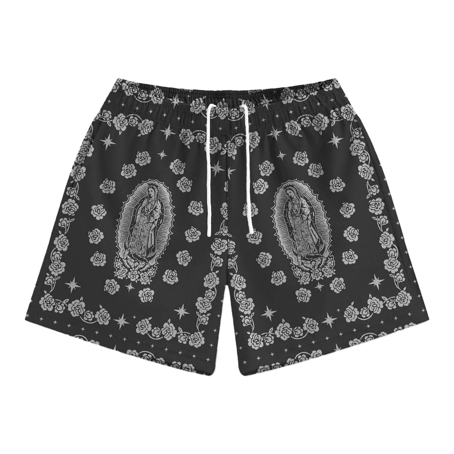 MECH-ENG Men's Graphic Mesh Athletic Shorts (Black XL)