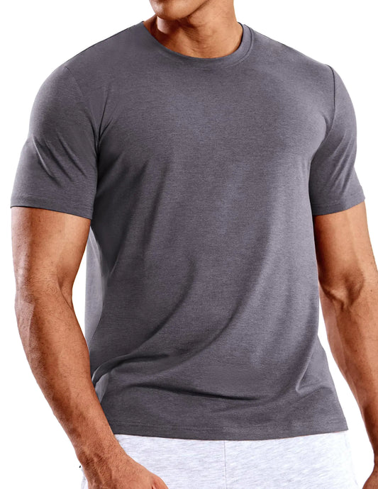 MIER Mens Quick-Dry Athletic Tee Heather Charcoal XXL