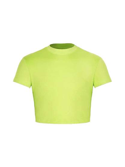 Milumia Mens Short Sleeve Crew Neck Slim Fit Basic Crop Top T Shirts Hot Shirts Green Medium