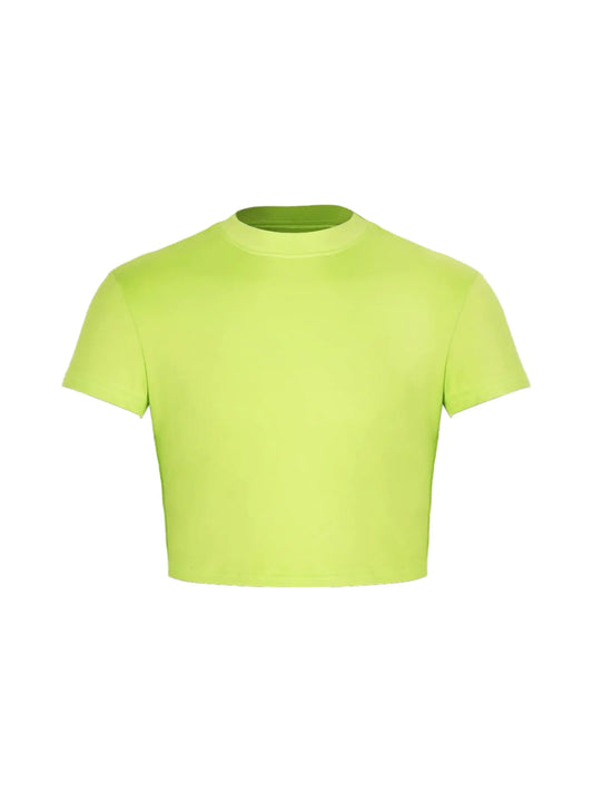 Milumia Mens Short Sleeve Crew Neck Slim Fit Basic Crop Top T Shirts Hot Shirts Green Medium