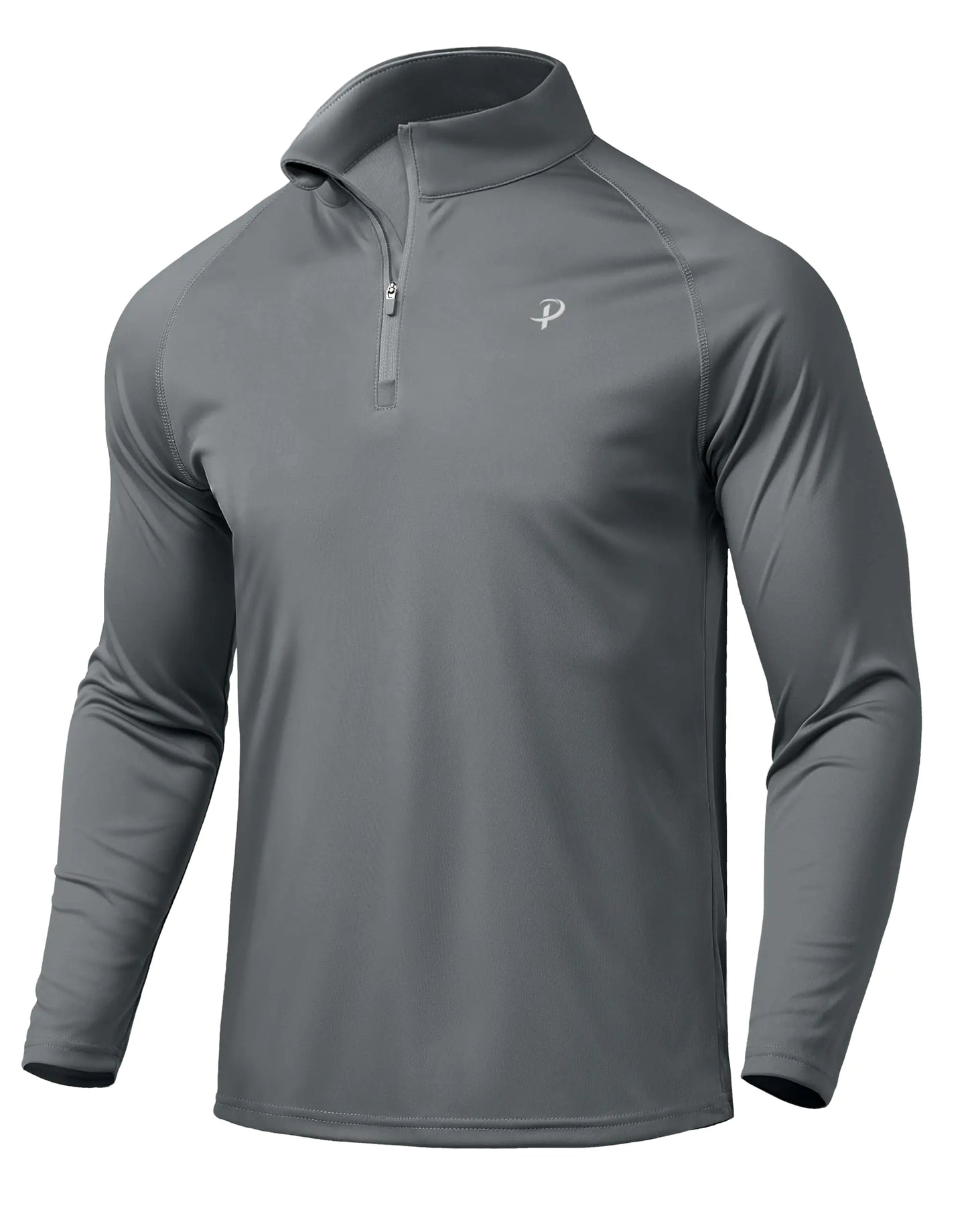 Pudolla Men's UPF 50+ Quarter Zip Sun Shirt - Dark Grey XXXL