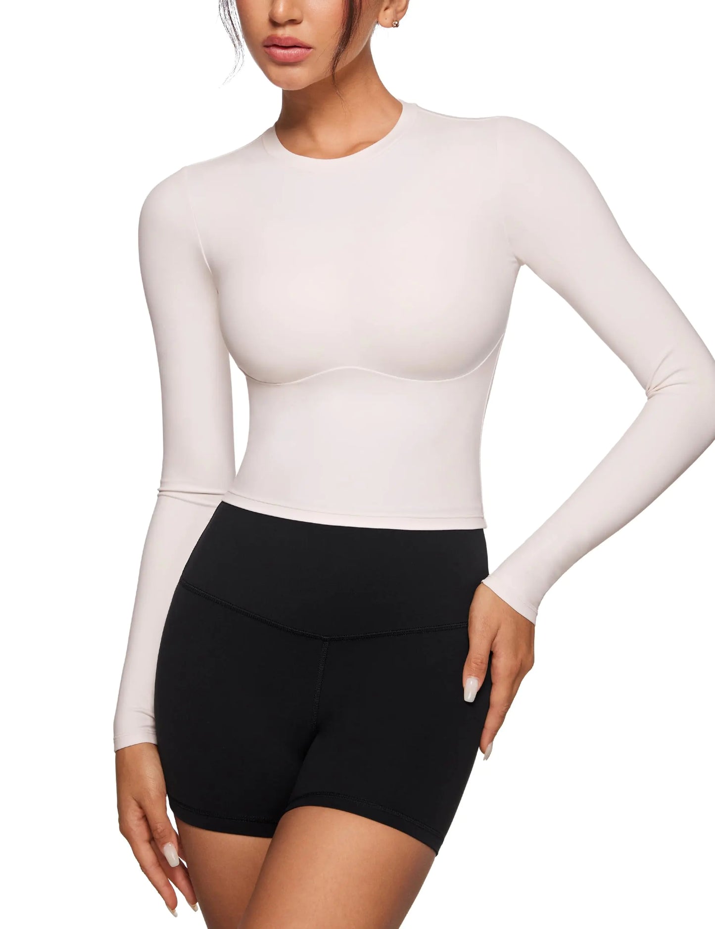 LUXE Cloud Womens High Neck Yoga Crop Top - Coconut White XL