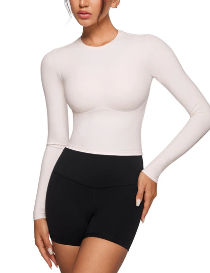 LUXE Cloud Womens High Neck Yoga Crop Top - Coconut White XL