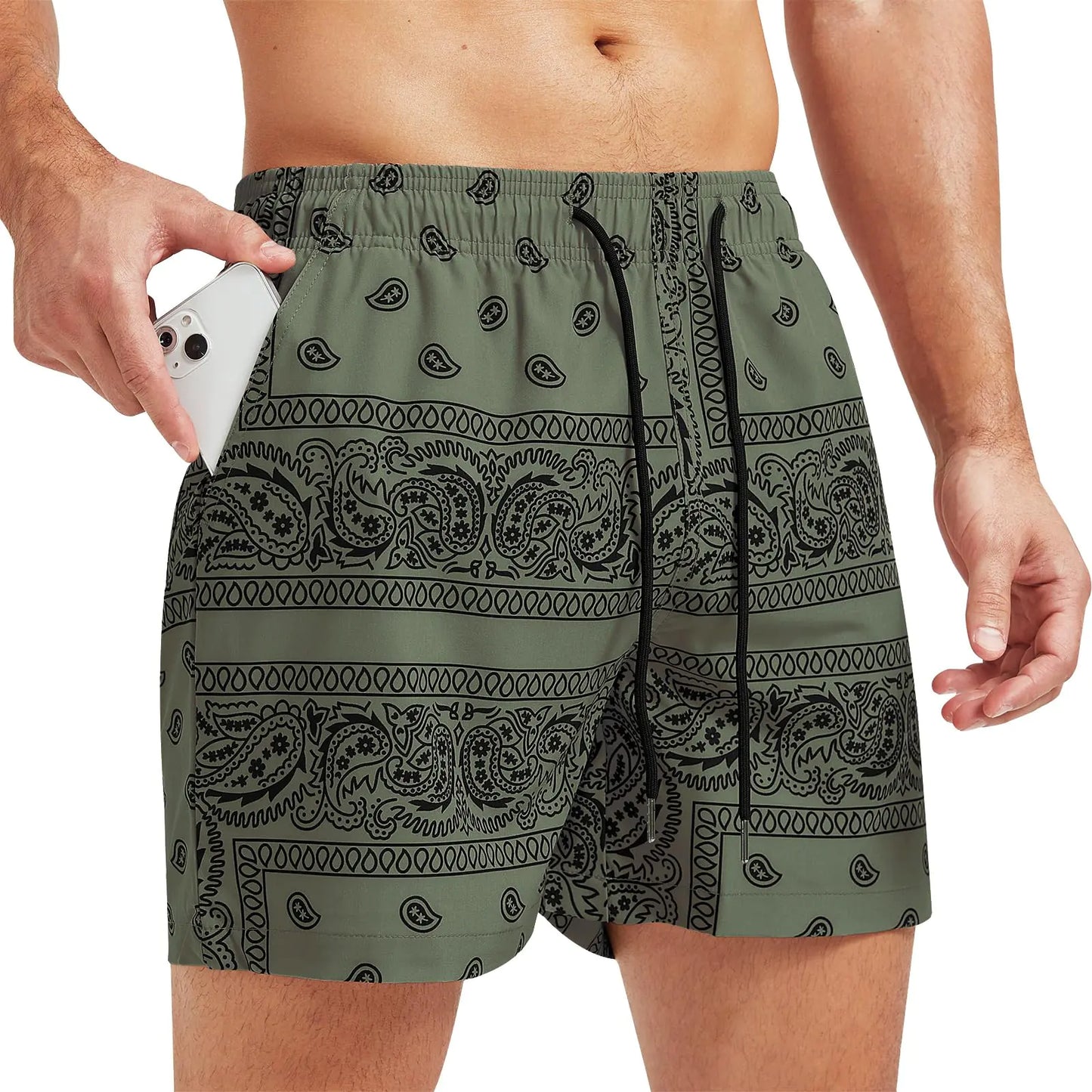 Surenow Men's Tribal Drawstring Shorts with Pockets