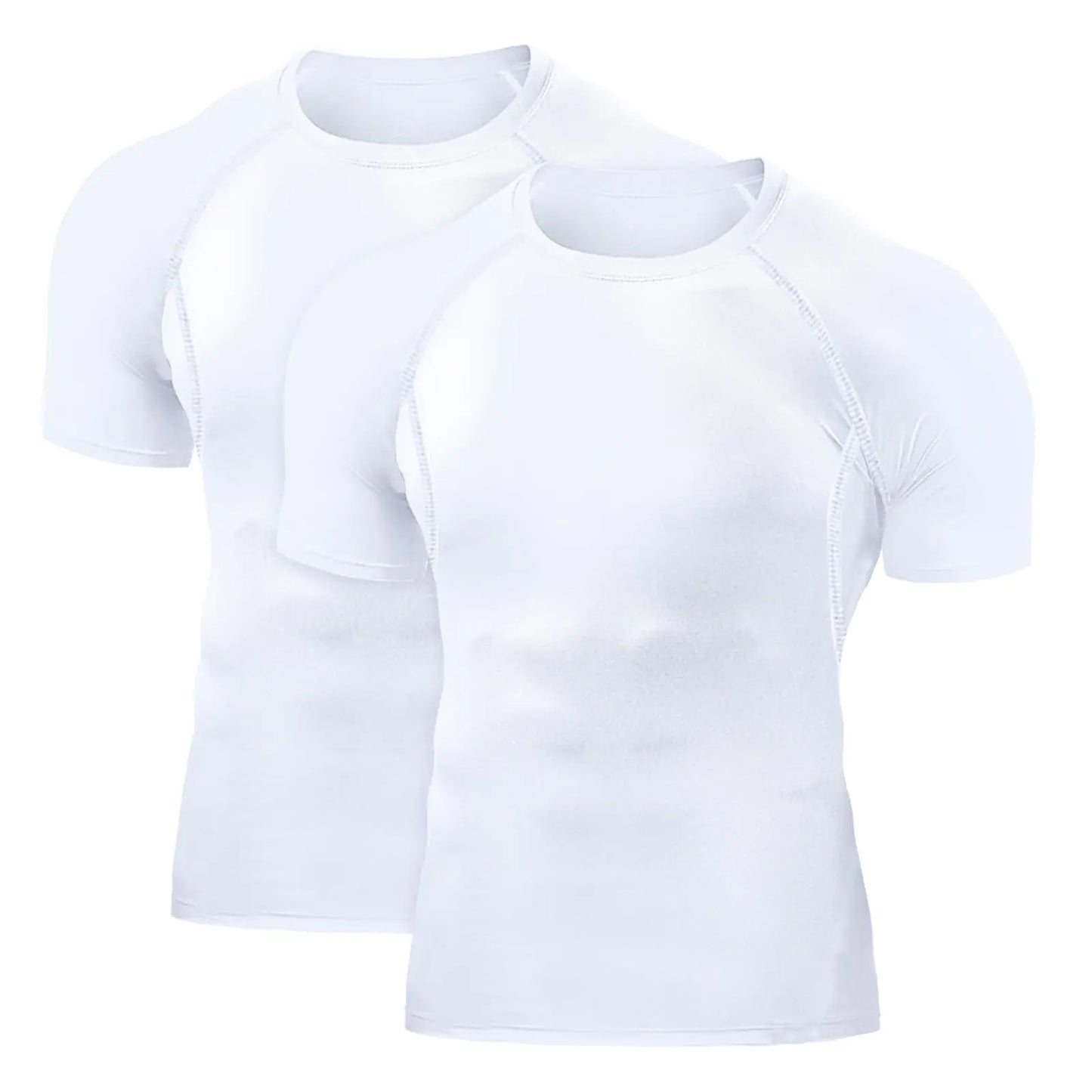 Towintec Mens Compression Workout Tops Short Sleeve Cool Dry Gym Shirts (White, XL)