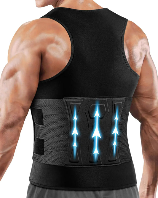 Cimkiz Waist Trainer Mens Sauna Vest Sweat Sauna Suit Gym Accessories Fat Compressor Body shaper Waist Trimmer Sauna Belt(Black 24X-Large)