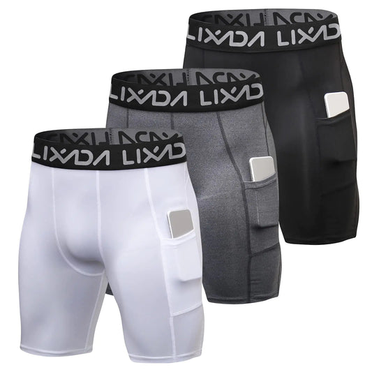 LIXADA 3-Pack Men's Performance Compression Shorts