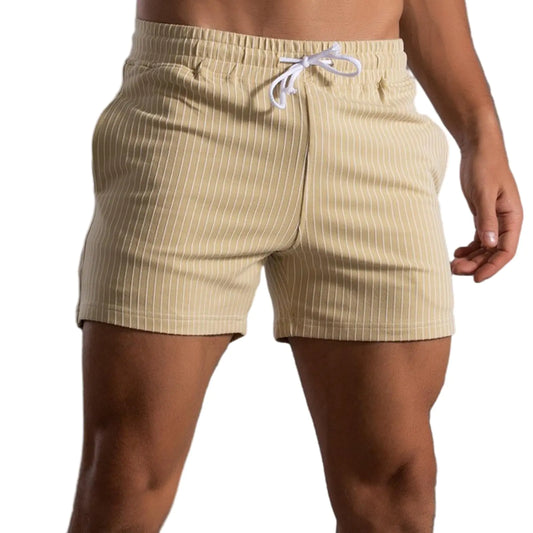 StripeRunner Mens 5" Cotton Workout Shorts - Yellow XL