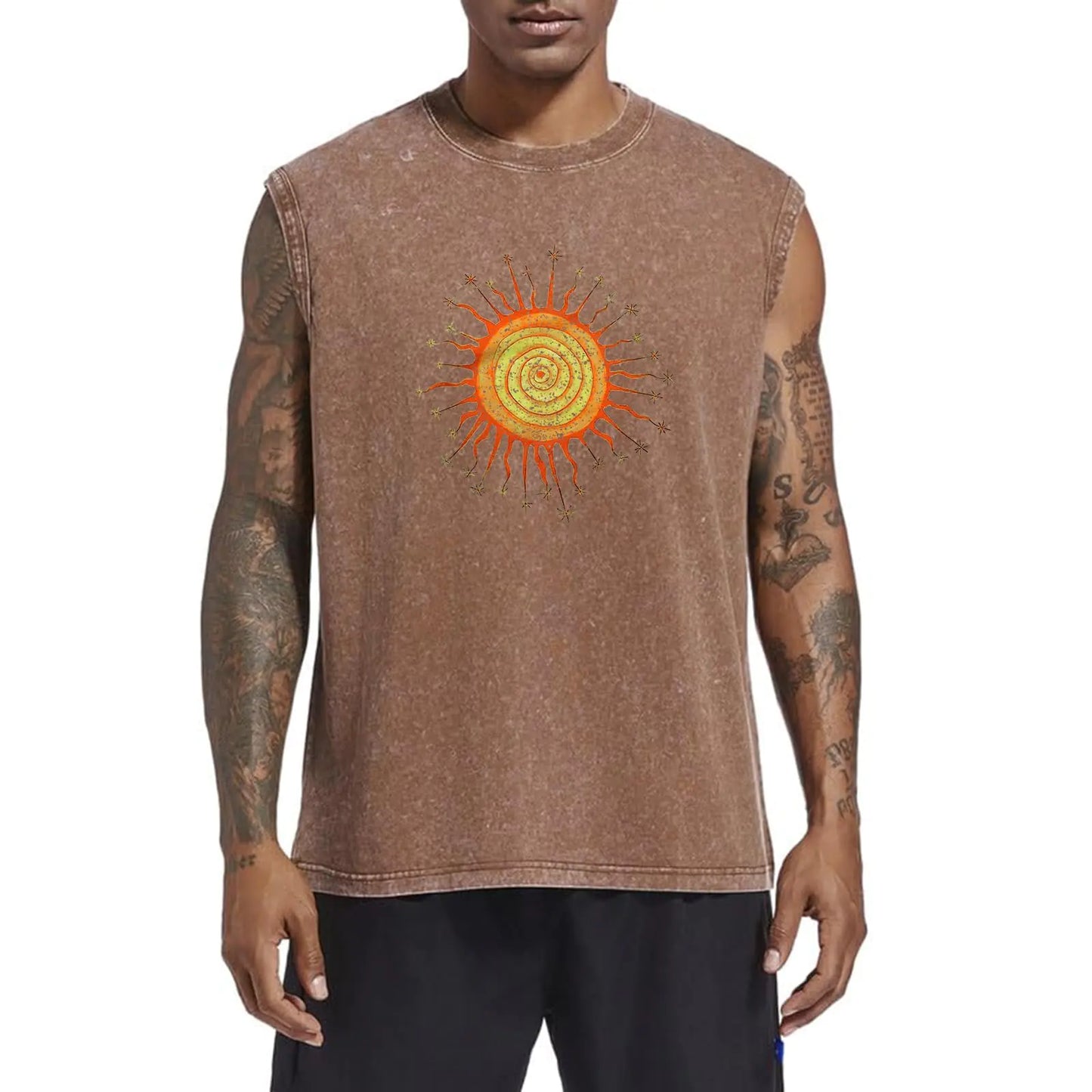Fkatuzi Mens Acid Wash Graphic Tanks