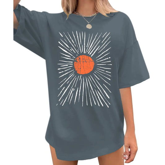 Boho Sunshine Graphic Tee Oversized Top