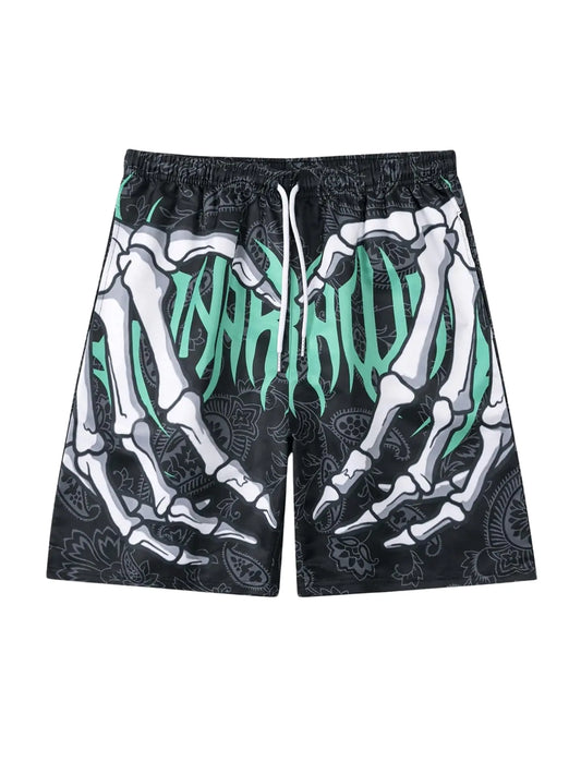 SHENHE Men's Y2K Skeleton Print Shorts